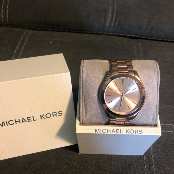 michael kors slim runway two tone watch